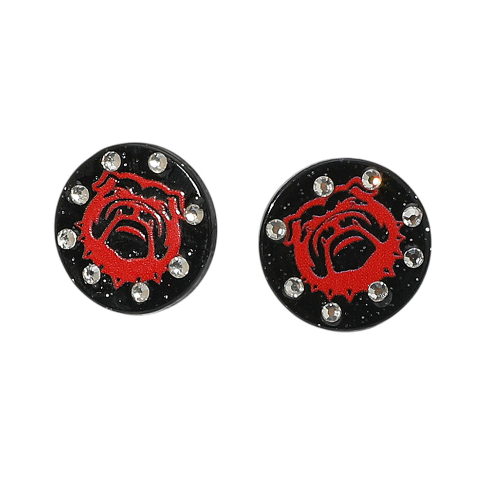 iLLASPARKZ Sparkle Accent Game Day Bulldog Face Disc Stud Earrings