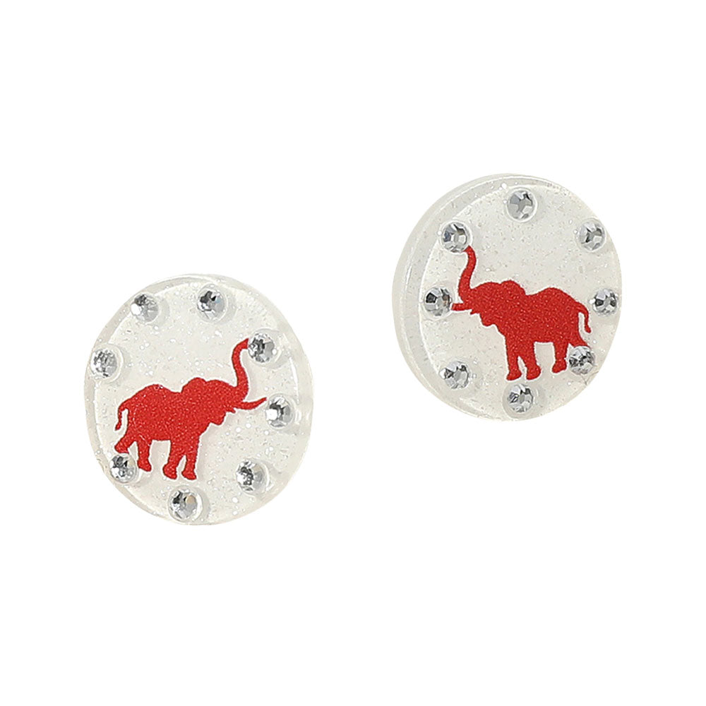 iLLASPARKZ Sparkle Accent Game Day Elephant Disc Stud Earrings
