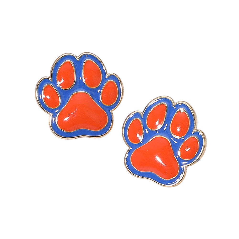iLLASPARKZ Enamel Game Day Paw Stud Earrings