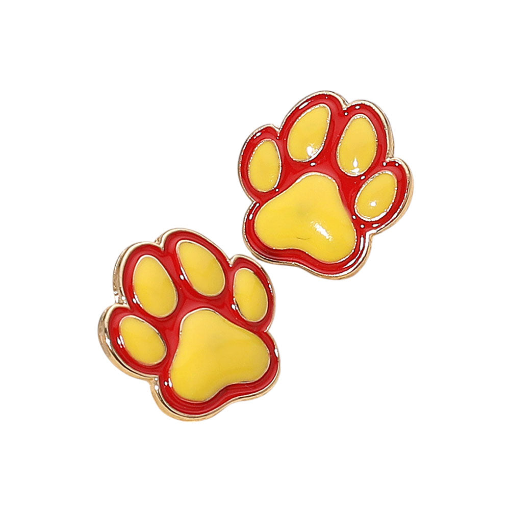 iLLASPARKZ Enamel Game Day Paw Stud Earrings
