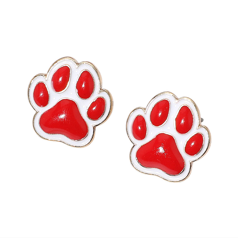 iLLASPARKZ Enamel Game Day Paw Stud Earrings