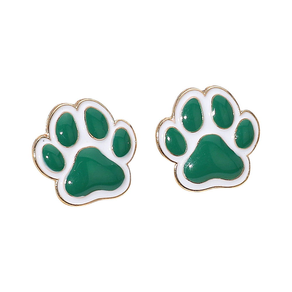 iLLASPARKZ Enamel Game Day Paw Stud Earrings