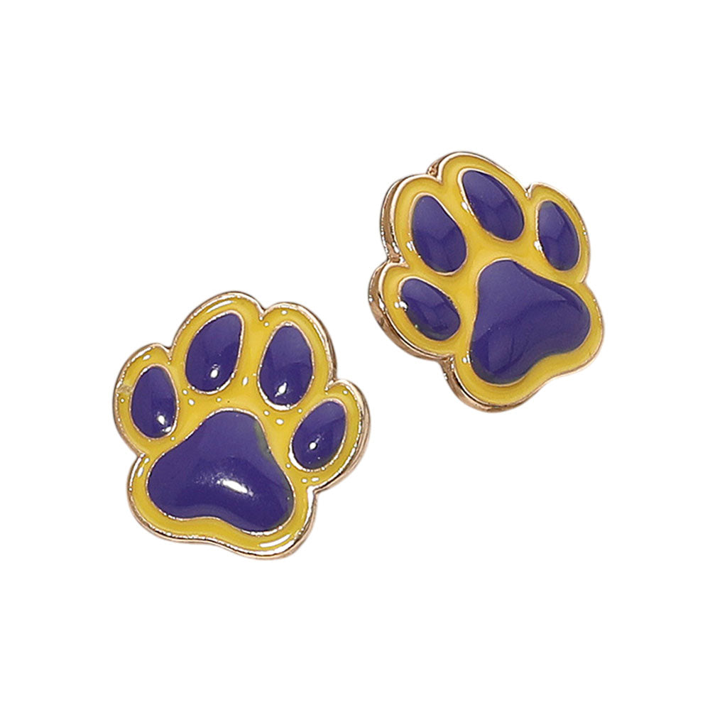 iLLASPARKZ Enamel Game Day Paw Stud Earrings