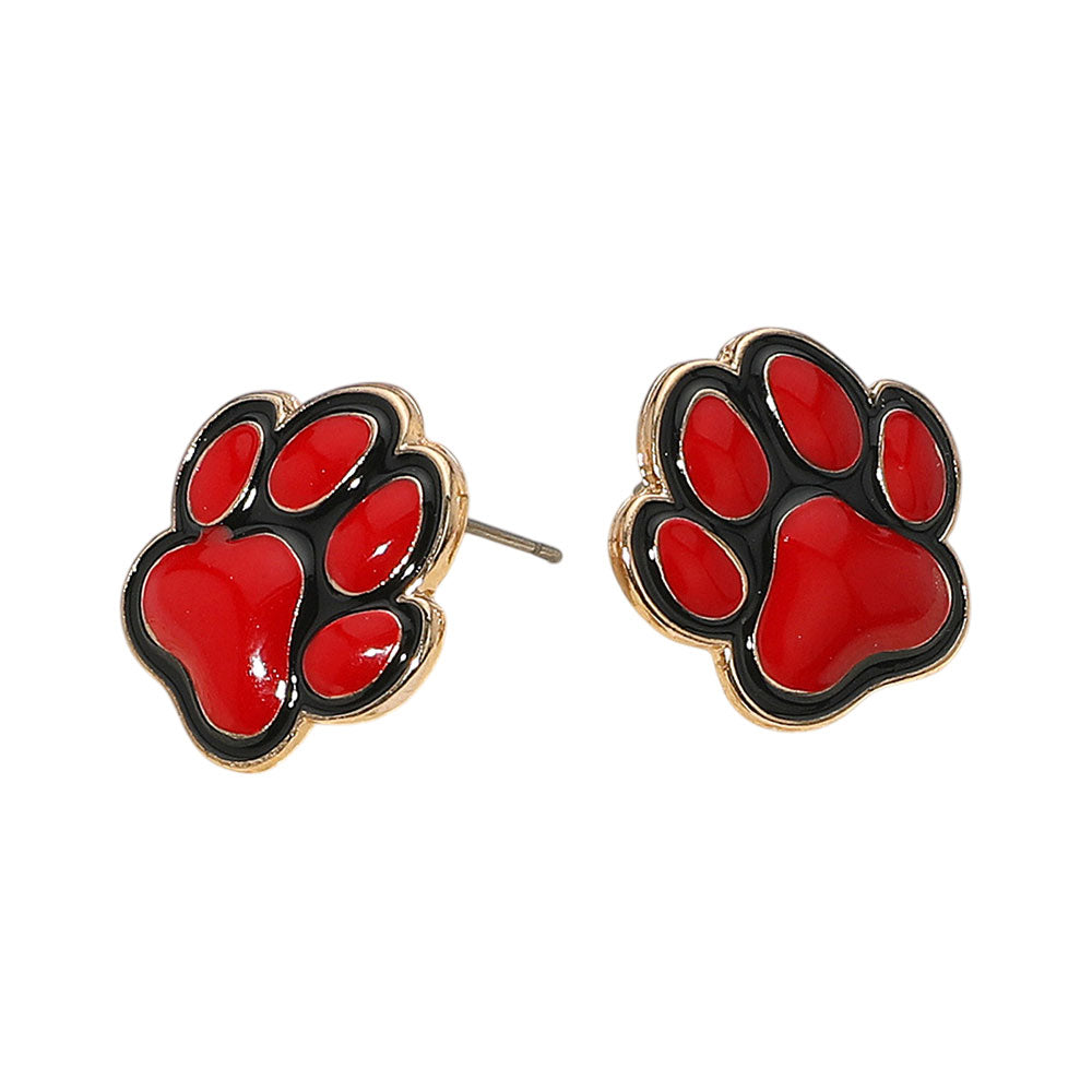 iLLASPARKZ Enamel Game Day Paw Stud Earrings