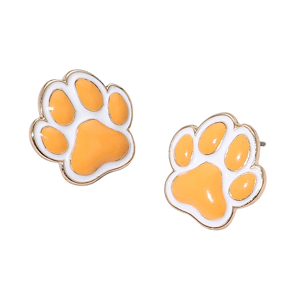 iLLASPARKZ Enamel Game Day Paw Stud Earrings