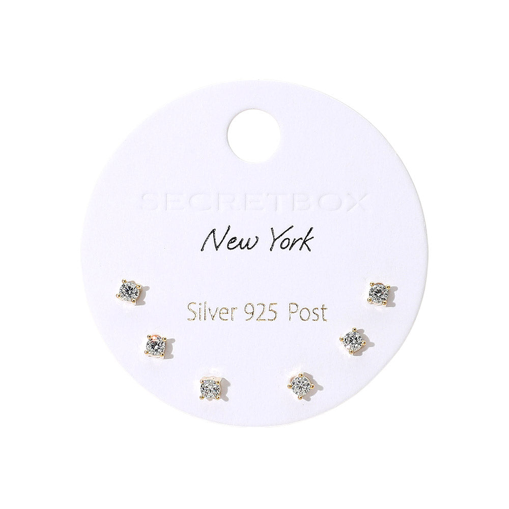 iLLASPARKZ SECRET BOX_Classic Round Stone Stud Earring Set