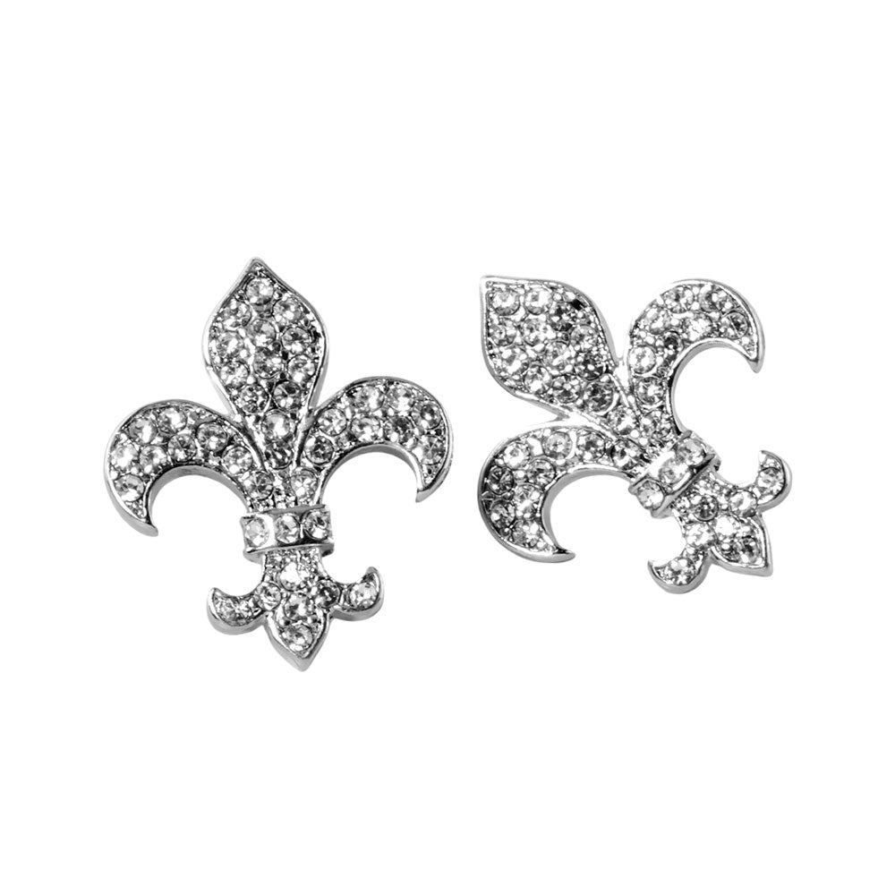 iLLASPARKZ Crystal Stone Paved Fleur de Lis Stud Earrings