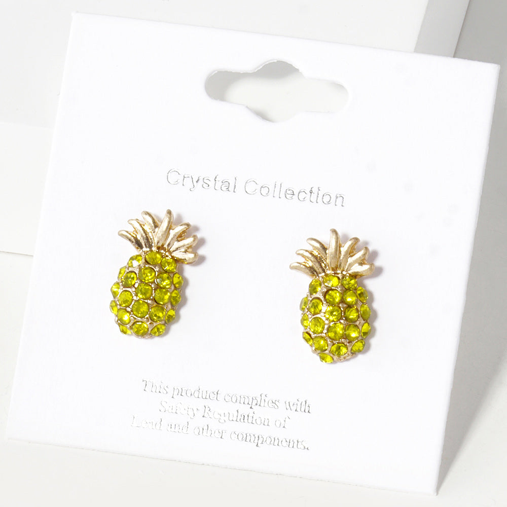 iLLASPARKZ Crystal Pave Pineapple Stud Earrings