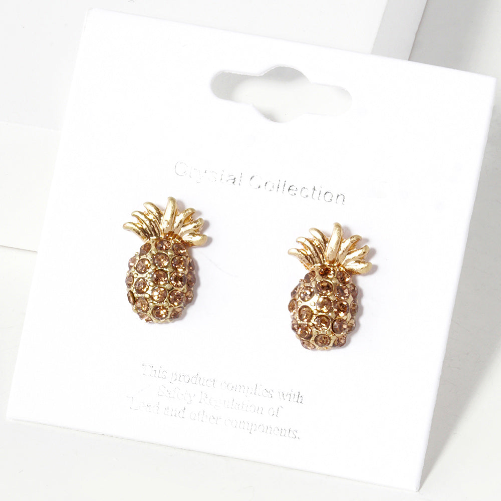 iLLASPARKZ Crystal Pave Pineapple Stud Earrings