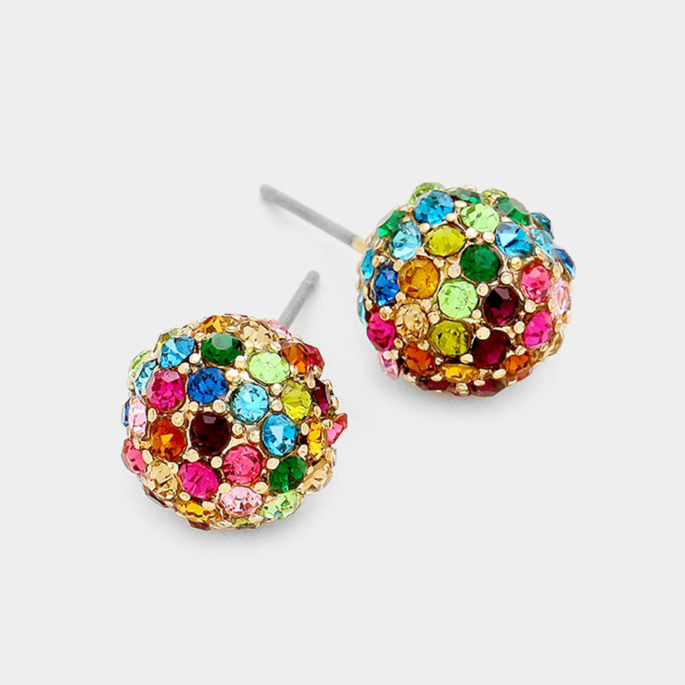 iLLASPARKZ Crystal Paved Disco Ball Stud Earrings