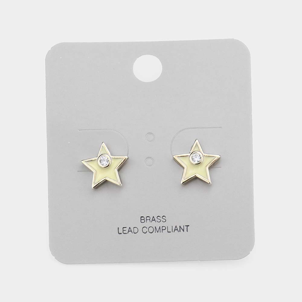 iLLASPARKZ Brass Metal Rhinestone Star Stud Earrings
