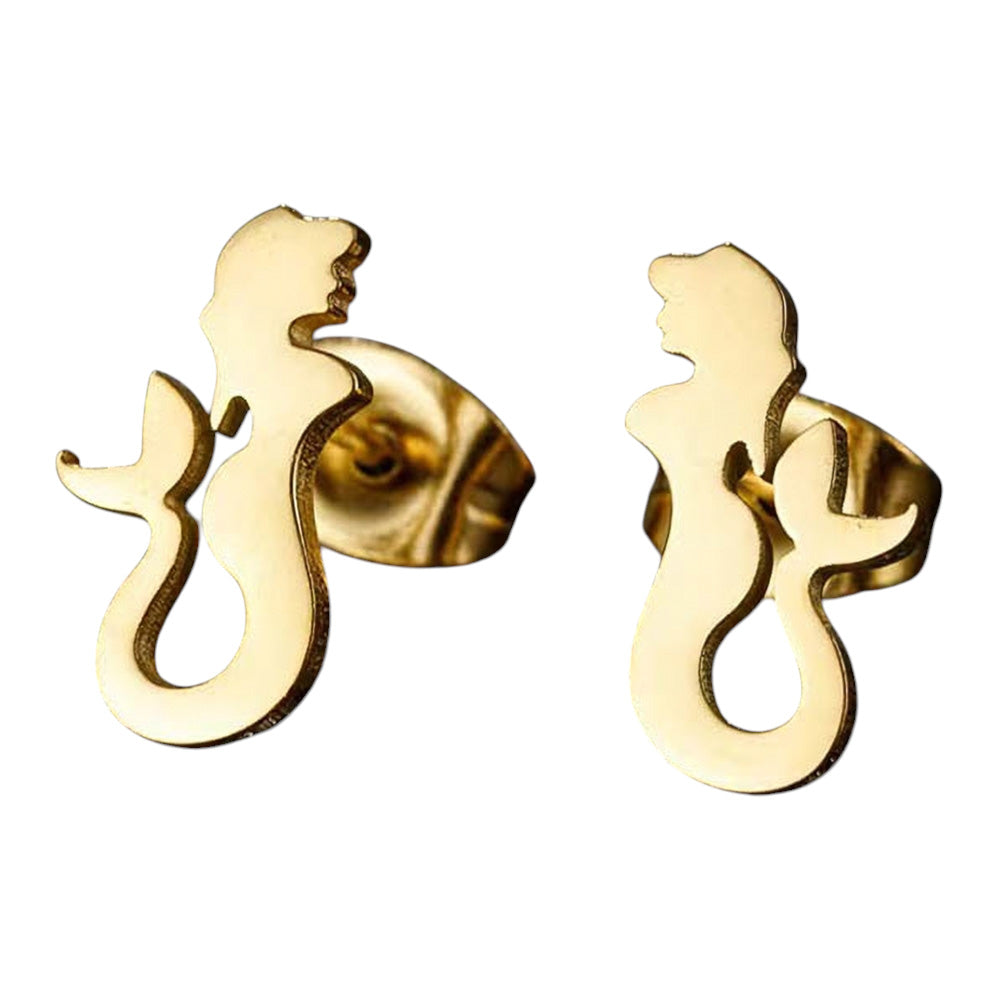 iLLASPARKZ Stainless Steel Mermaid Stud Earrings