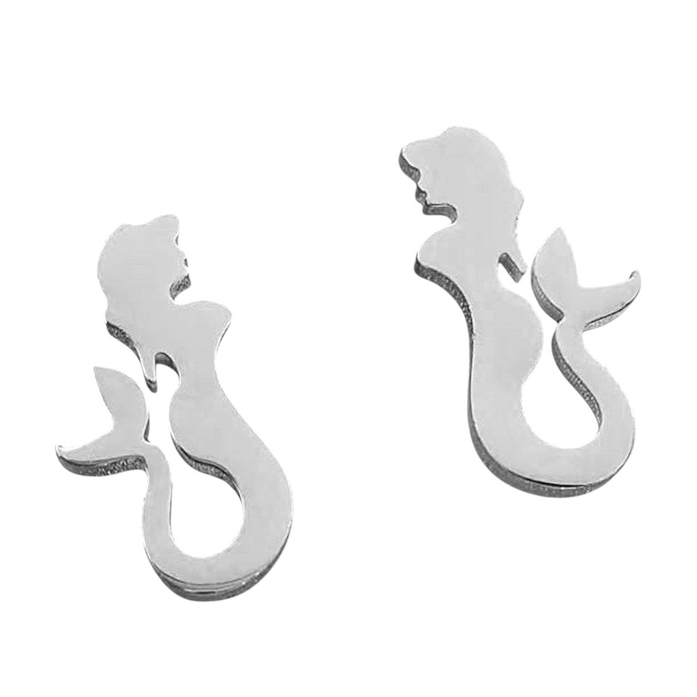 iLLASPARKZ Stainless Steel Mermaid Stud Earrings