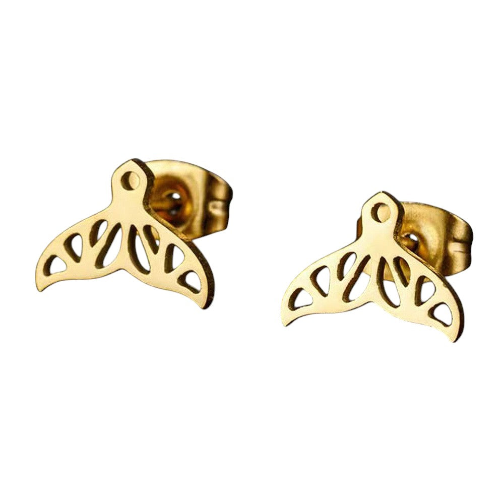 iLLASPARKZ Stainless Steel Whale Tale Stud Earrings