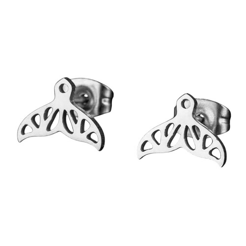 iLLASPARKZ Stainless Steel Whale Tale Stud Earrings
