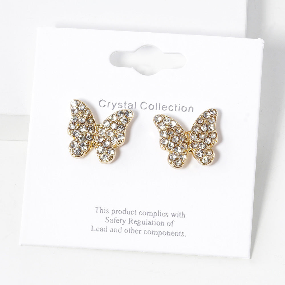 iLLASPARKZ Rhinestone Paved Butterfly Stud Earrings