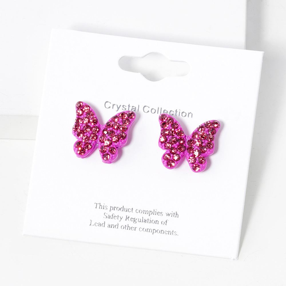 iLLASPARKZ Rhinestone Paved Butterfly Stud Earrings