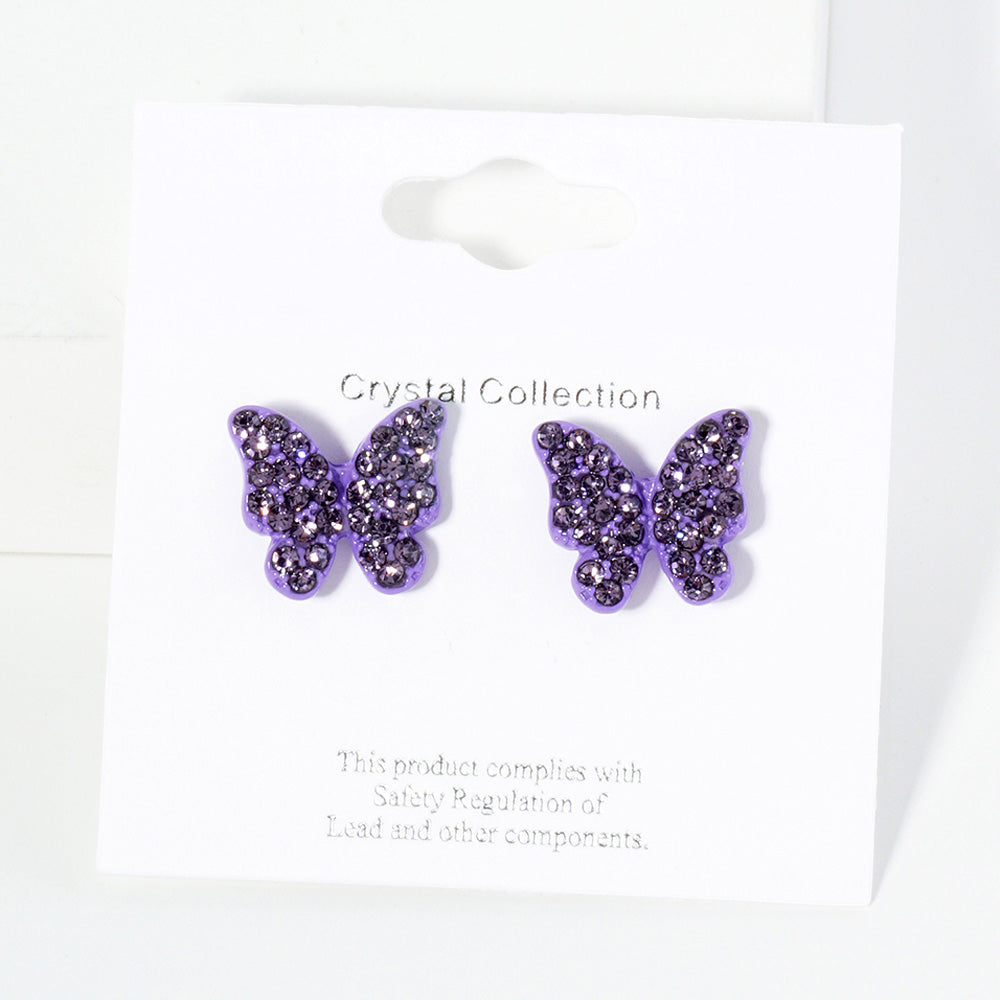 iLLASPARKZ Rhinestone Paved Butterfly Stud Earrings