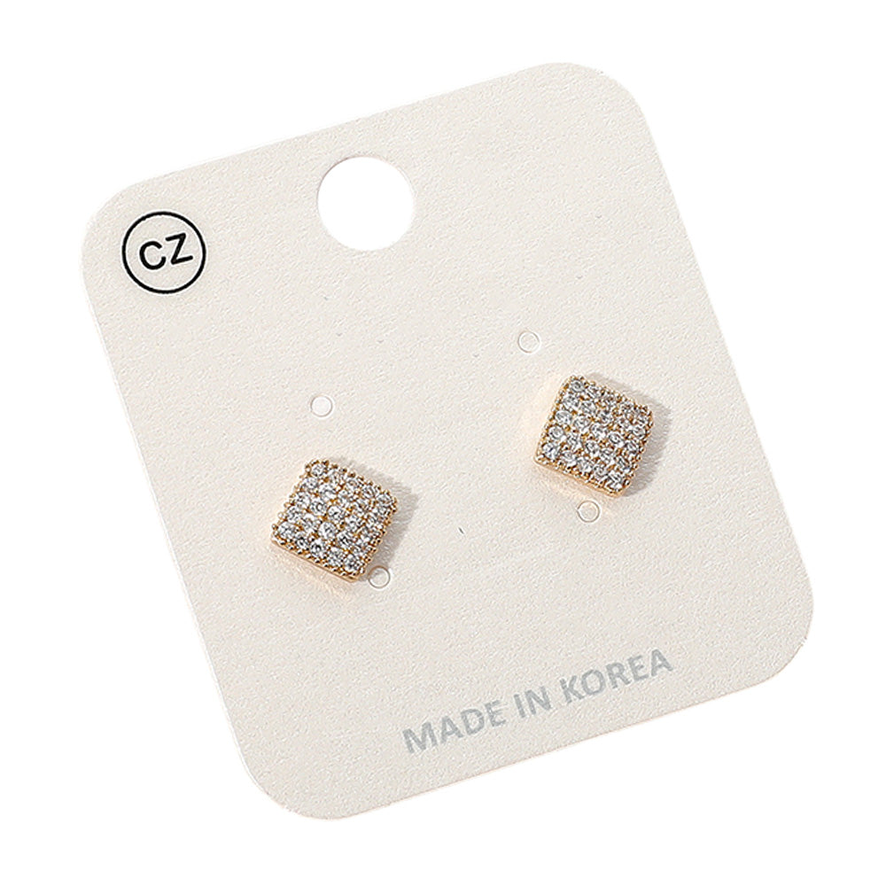 iLLASPARKZ Stainless Steel CZ Stone Paved Diamond Stud Earrings