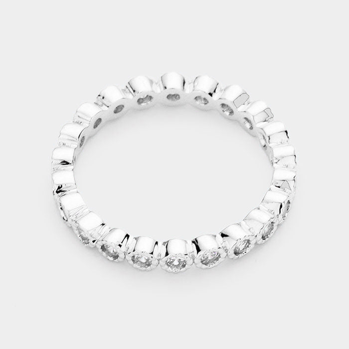 iLLASPARKZ Rhodium Plated Cubic Zirconia Cluster Ring