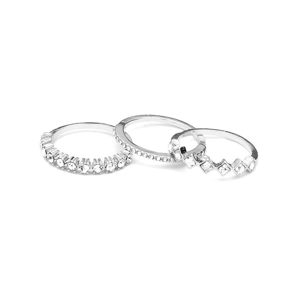 iLLASPARKZ 3PCS - Stone Embellished Mixed Ring Sets