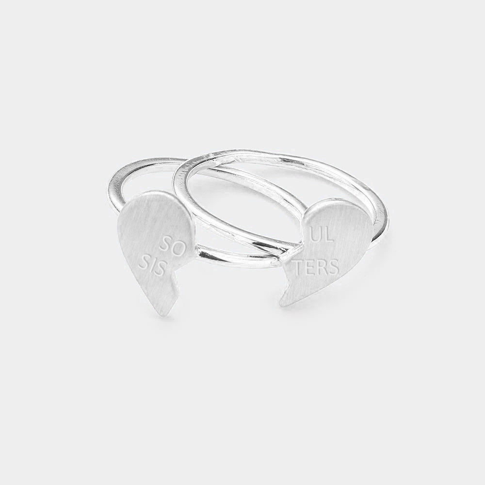 iLLASPARKZ 2PCS - SOUL SISTERS Brass Metal Broken Heart Rings