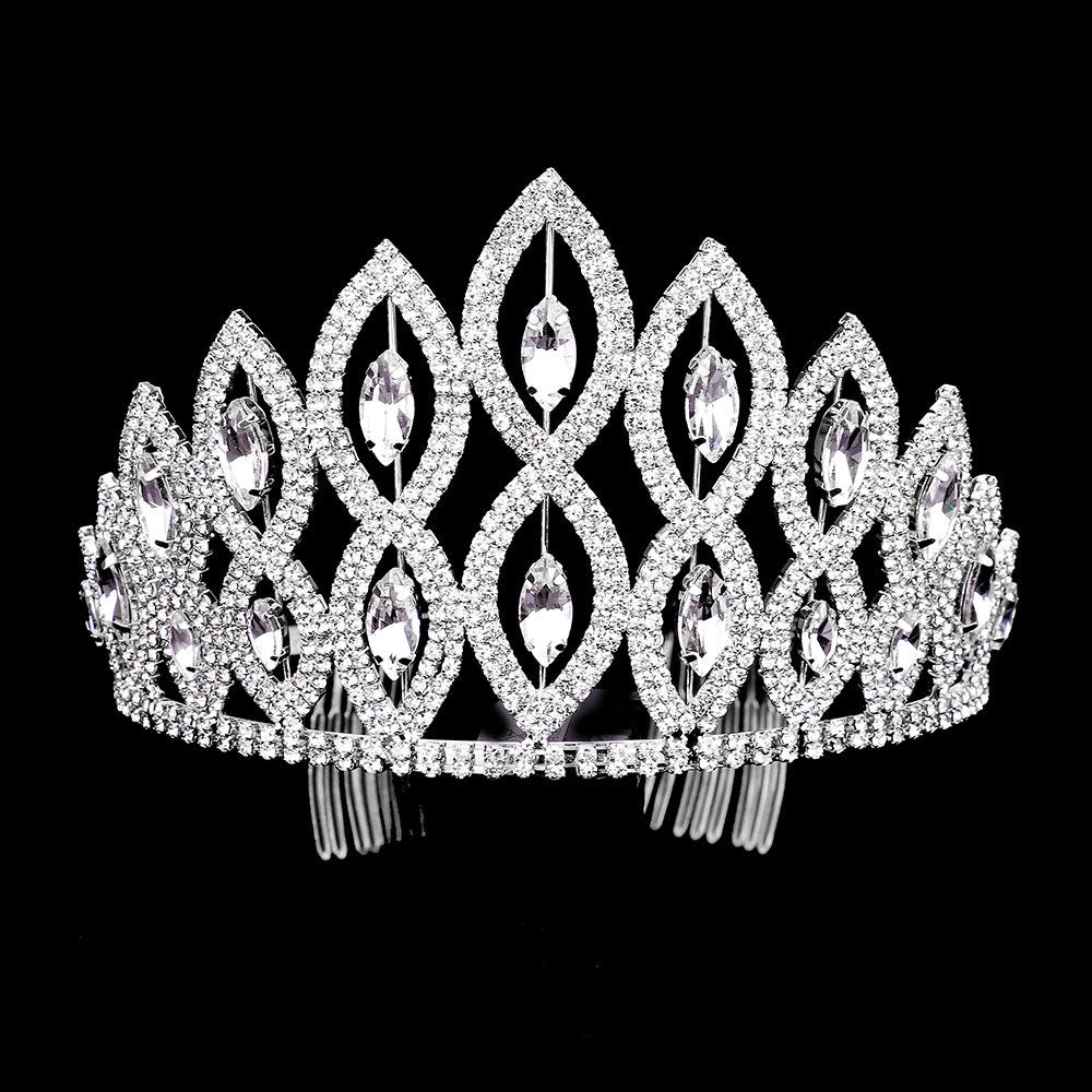 iLLASPARKZ Rhinestone Pave Marquise Pageant Queen Tiara