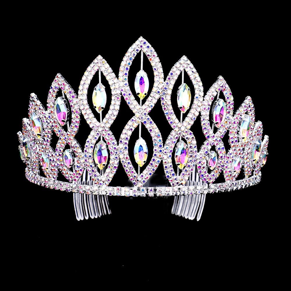 iLLASPARKZ Rhinestone Pave Marquise Pageant Queen Tiara