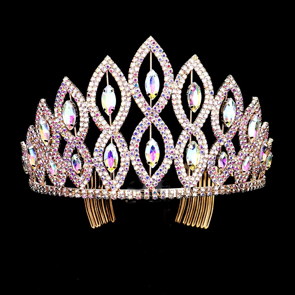 iLLASPARKZ Rhinestone Pave Marquise Pageant Queen Tiara
