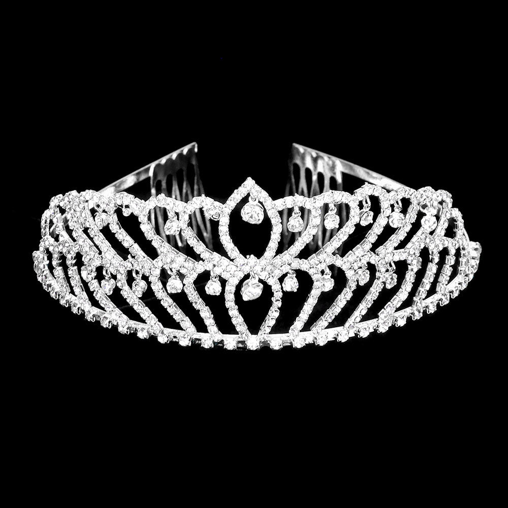 iLLASPARKZ Rhinestone Crystal Dangle Pageant Princess Tiara