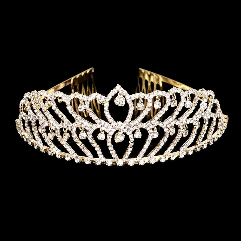 iLLASPARKZ Rhinestone Crystal Dangle Pageant Princess Tiara