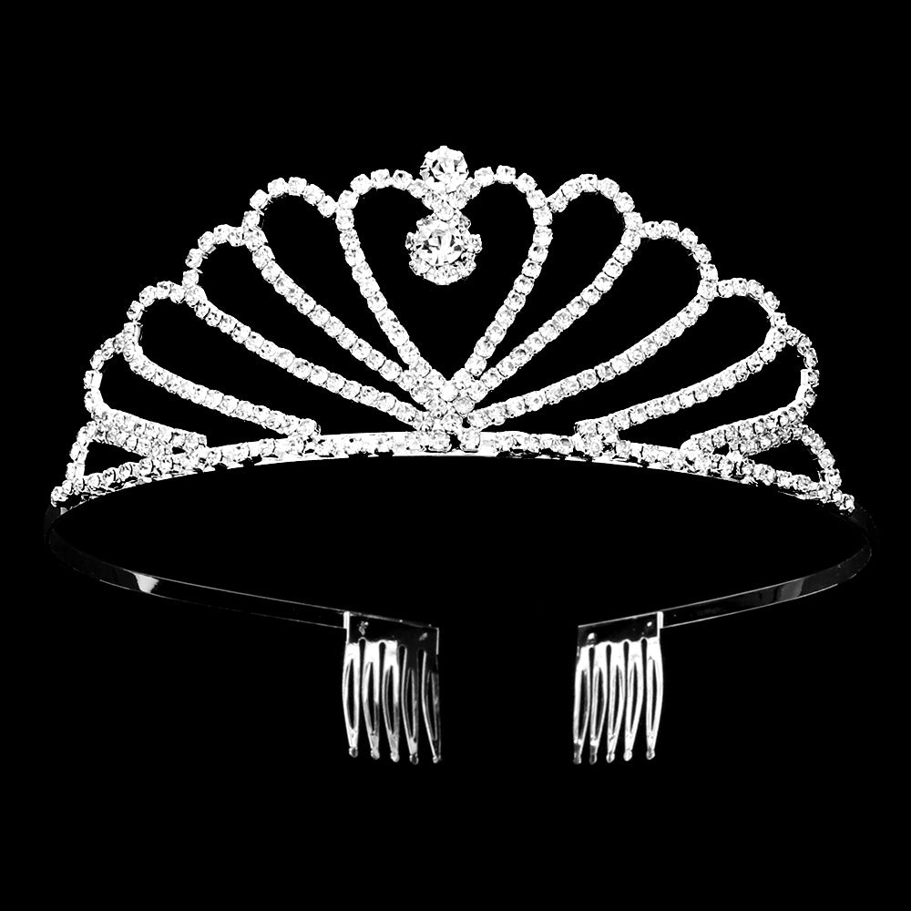 iLLASPARKZ Round Stone Cluster Pointed Rhinestone Paved Princess Tiara