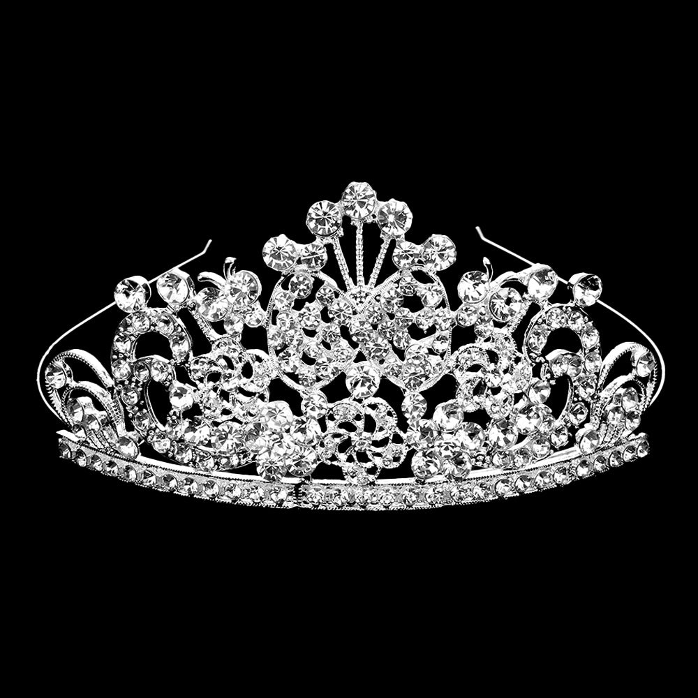 iLLASPARKZ Rhinestone Paved Flower Pointed Princess Tiara