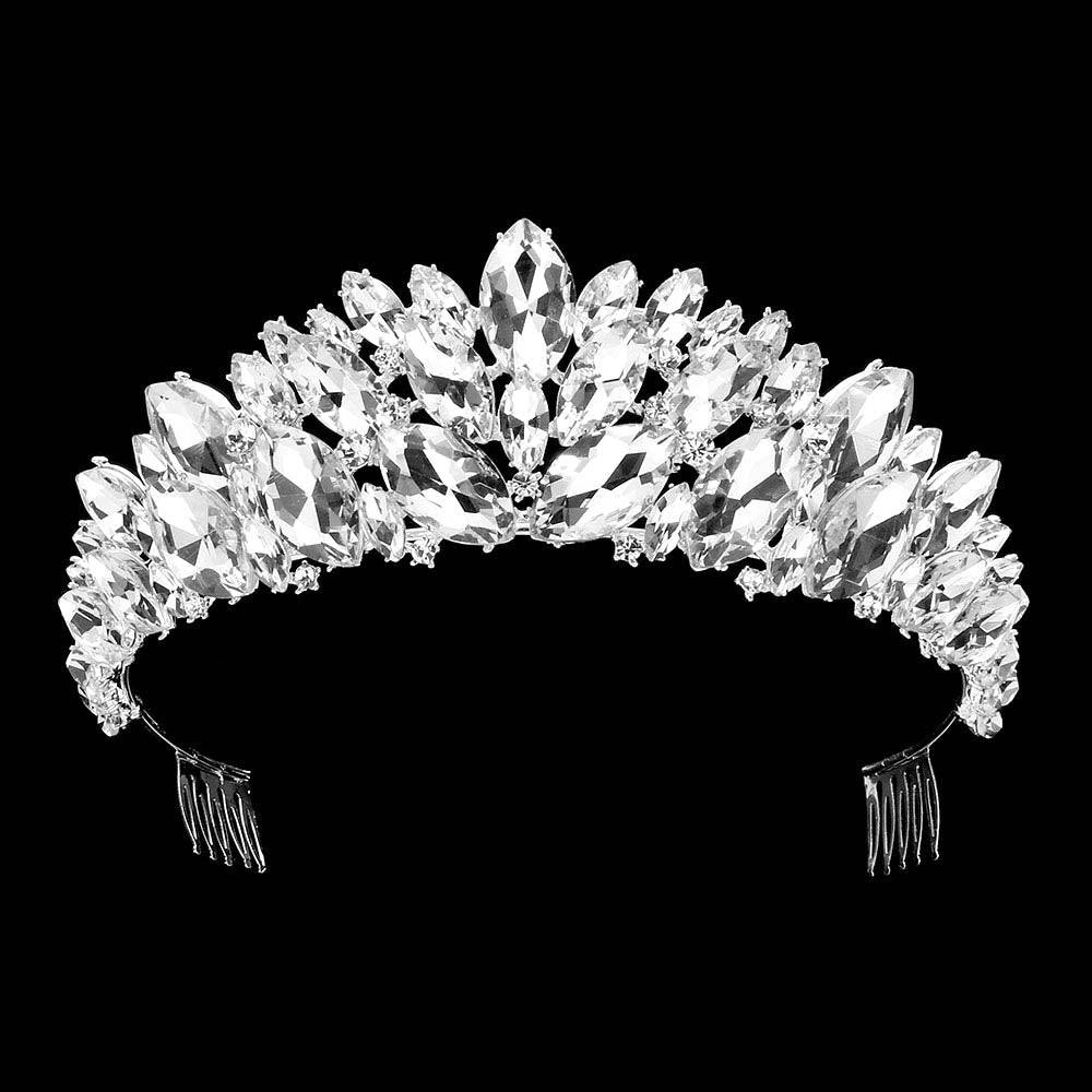 iLLASPARKZ Marquise Stone Cluster Vine Pageant Tiara