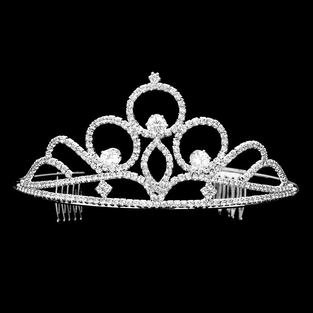 iLLASPARKZ Triple Round Stone Accented Princess Tiara