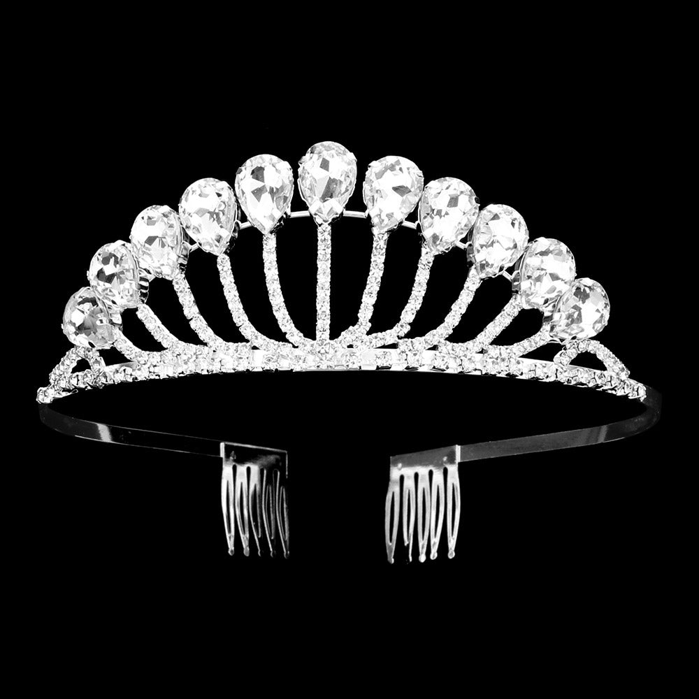 iLLASPARKZ Teardrop Stone Accented Princess Tiara