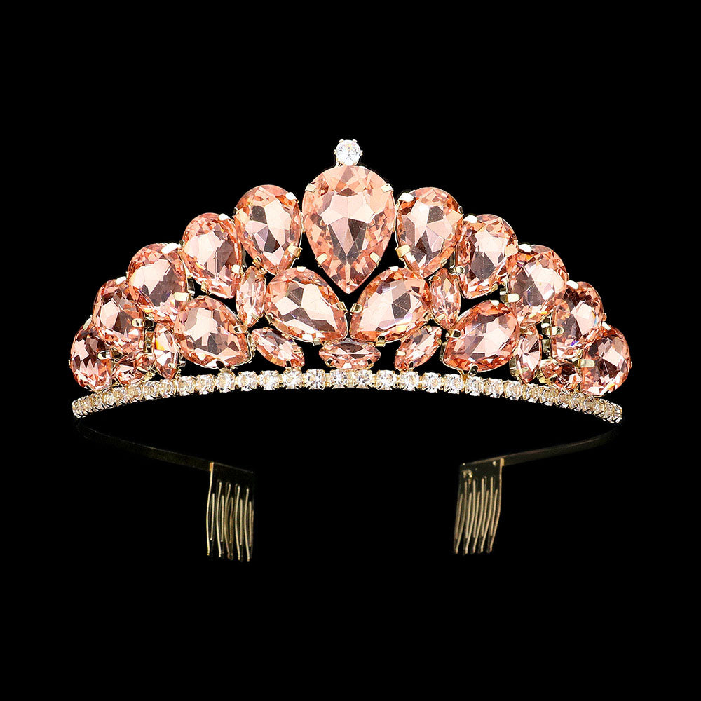 iLLASPARKZ Teardrop Stone Cluster Embellished Princess Tiara