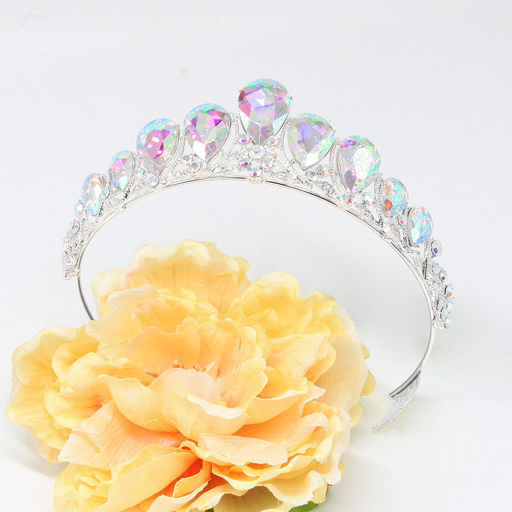iLLASPARKZ Crystal Glass Teardrop Cluster Princess Tiara