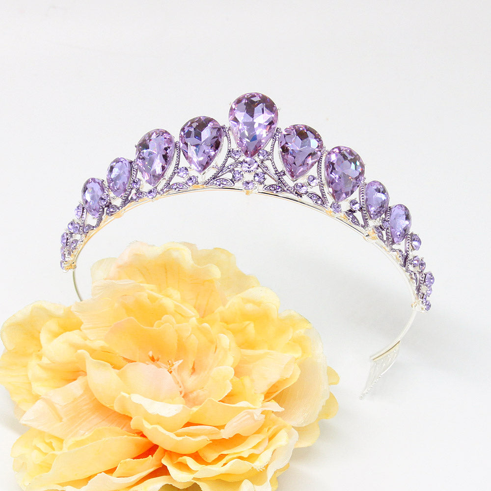 iLLASPARKZ Crystal Glass Teardrop Cluster Princess Tiara
