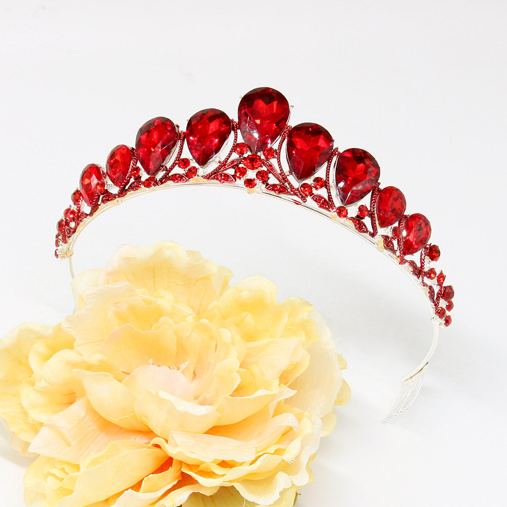 iLLASPARKZ Crystal Glass Teardrop Cluster Princess Tiara