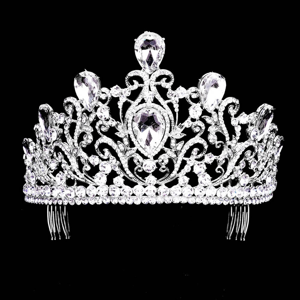 iLLASPARKZ Crystal Teardrop Accented Pageant Tiara