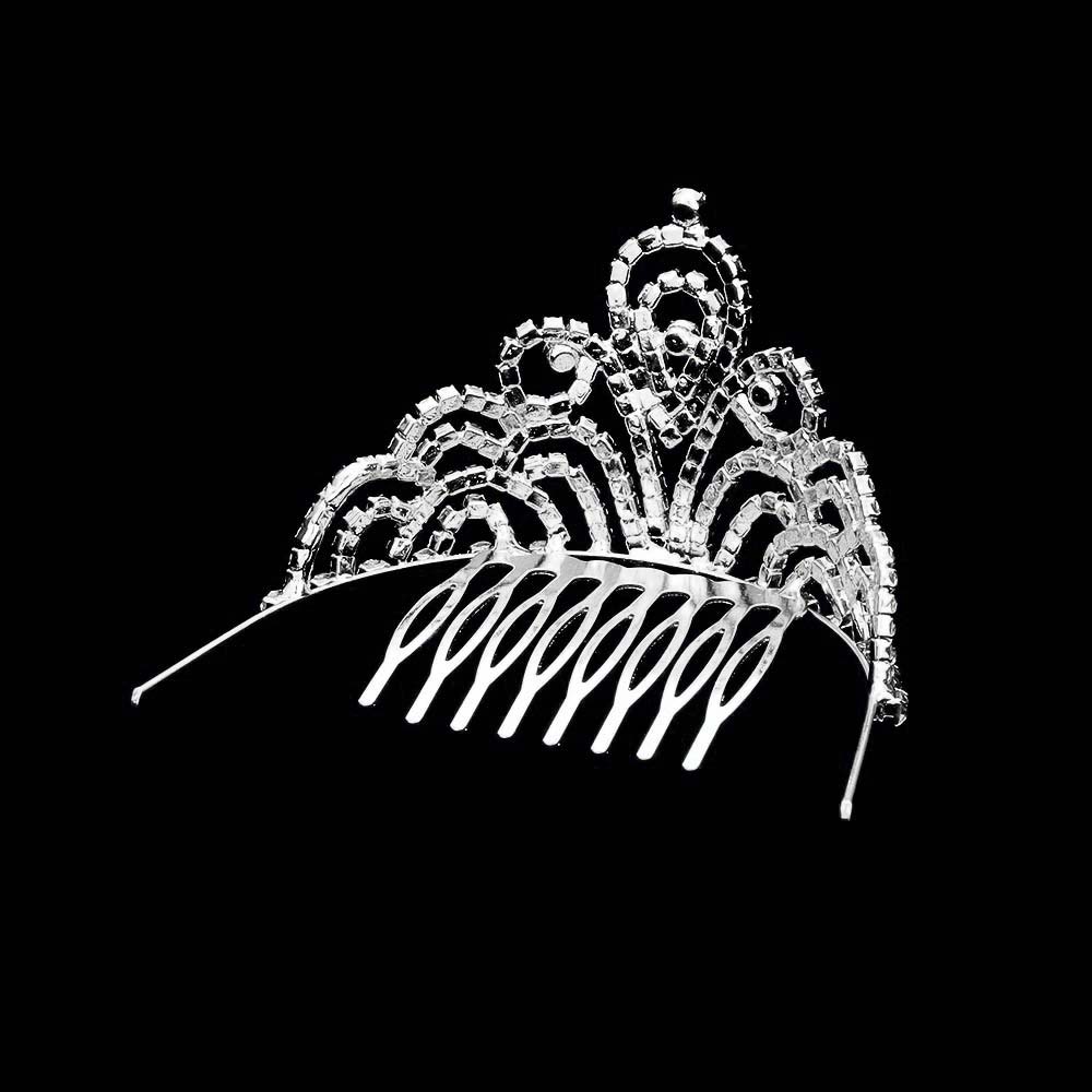 iLLASPARKZ Crystal Round Rhinestone Pave Crown Mini Tiara