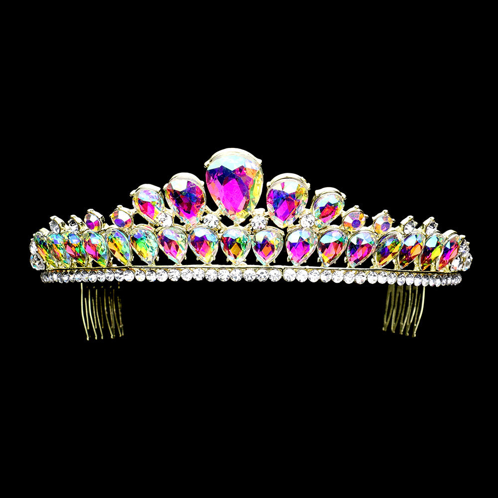 iLLASPARKZ Teardrop Stone Cluster Princess Tiara