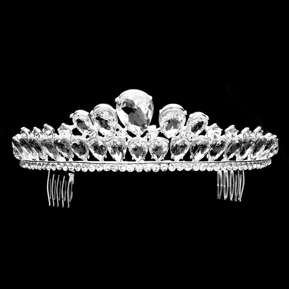 iLLASPARKZ Teardrop Stone Cluster Princess Tiara