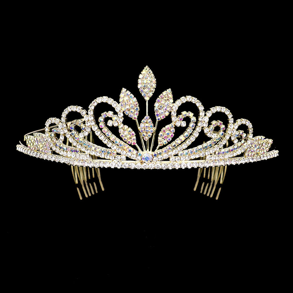 iLLASPARKZ Rhinestone Leaf Princess Tiara