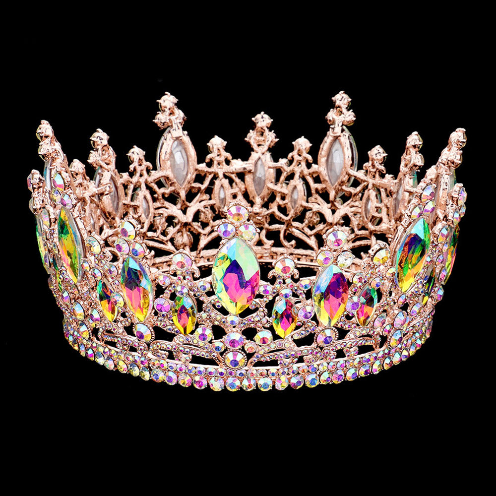 iLLASPARKZ Oval Stone Accented Pageant Crown Tiara