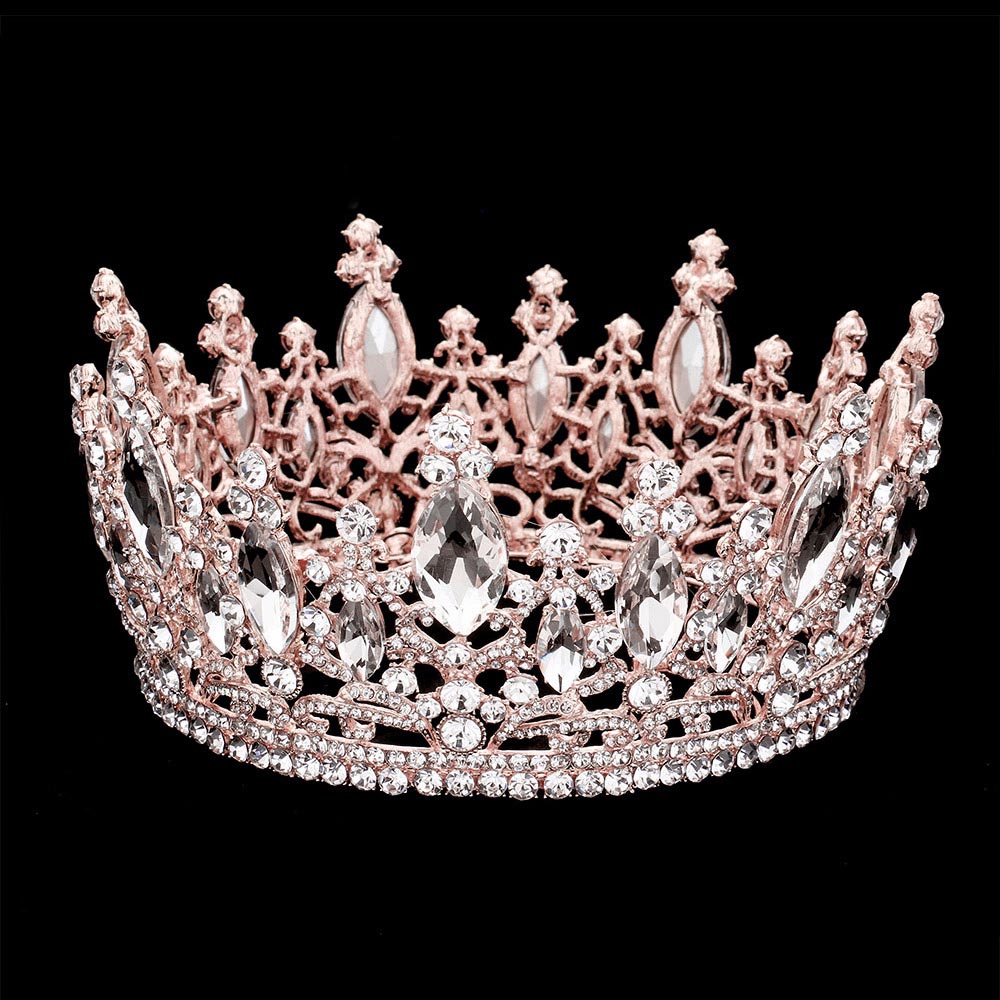 iLLASPARKZ Oval Stone Accented Pageant Crown Tiara