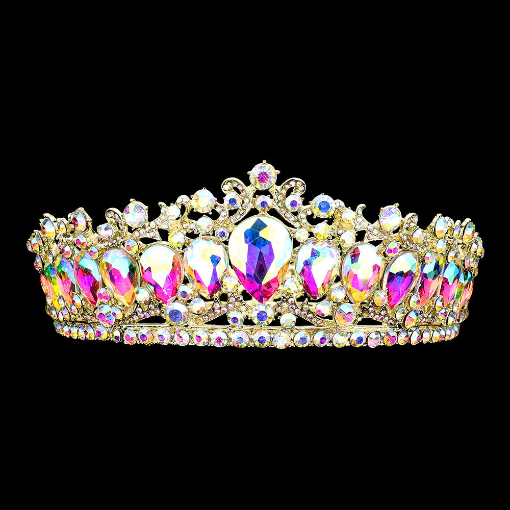 iLLASPARKZ Teardrop Stone Accented Crown Tiara