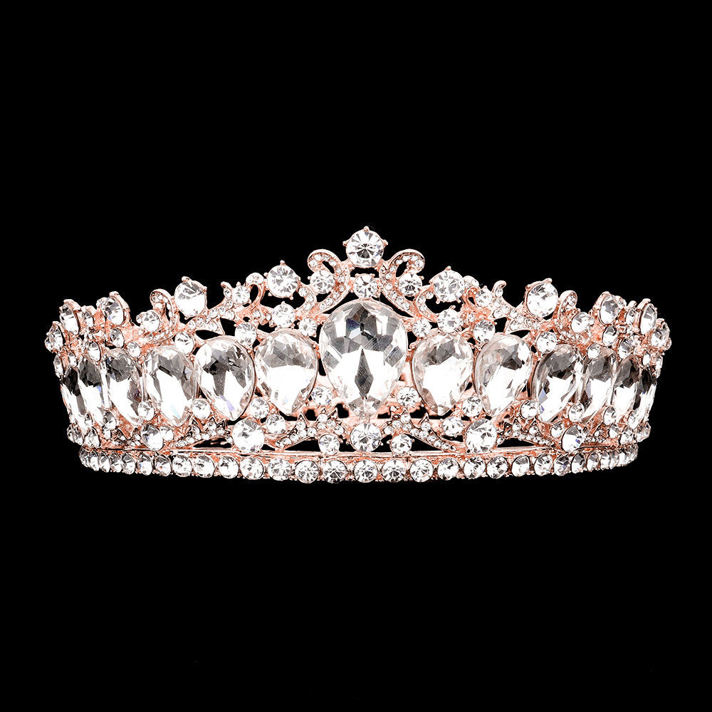iLLASPARKZ Teardrop Stone Accented Crown Tiara