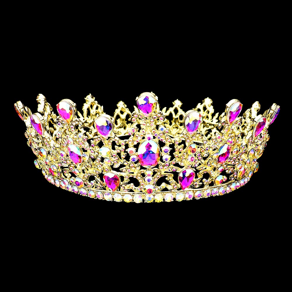 iLLASPARKZ Round Teardrop Stone Accented Princess Tiara